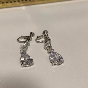 Elegant Silver Drop Clip-on Earrings